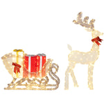 Outsunny Lighted Christmas Decoration, Outdoor Light Up Deer And Sleigh