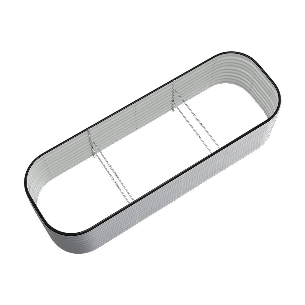 240/320cm W X 80cm D X 56cm H Large Raised Garden Bed Kit Oval-shaped Galvanized Steel Raised Garden Bed With Safety Edging & Ground Stakes | Small | Galvanized Silver
