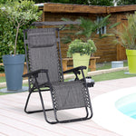 Zero Gravity Chair Adjustable Patio Lounge W/ Cup Holder | Gray