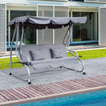 3 Seater Swing Chair For Outdoor W/ Adjustable Canopy
