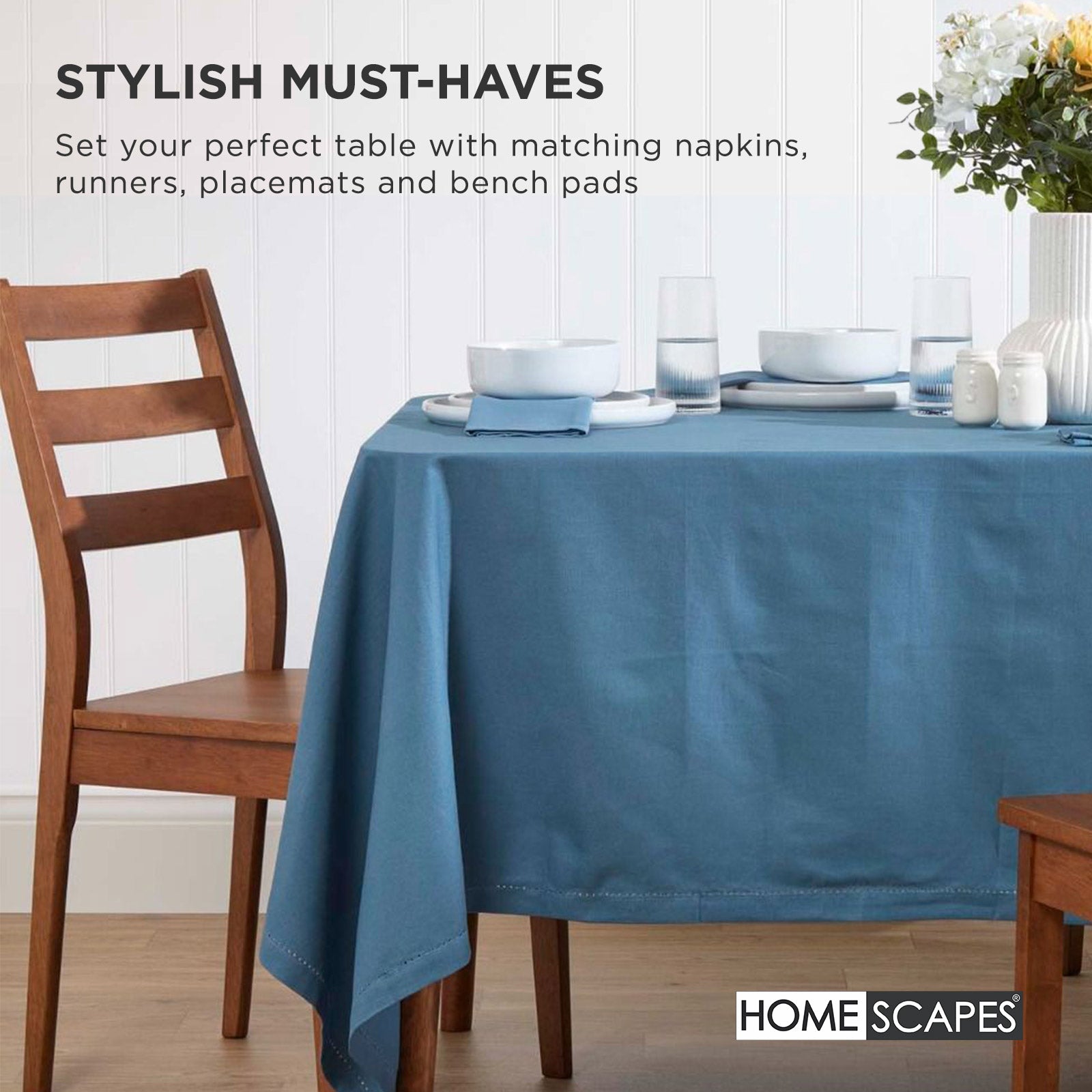 100% Cotton Seat Pads Plain Chair Cushions For Dining Room, Kitchen, Or Outdoor Garden Use | Set-of-4 | Airforce Blue
