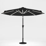 3m Solar Led Patio Umbrella, Outdoor Parasol With 16 Led Tubes, Crank Lift & Push Button Tilt With Resin Base | One Size | Dark Grey