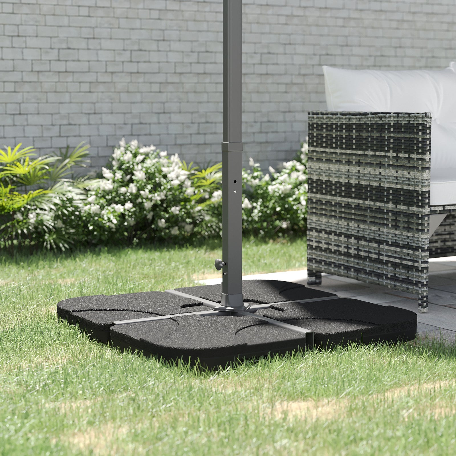 4pc Parasol Base, Up To 72kg, Black