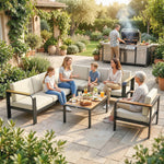 Outsunny Garden Furniture Set With L-shaped Sofa, Armchair And Table