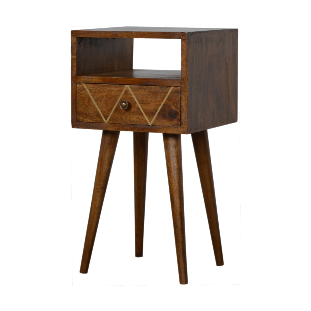 Solid Wood Mini Geo Brass Bedside