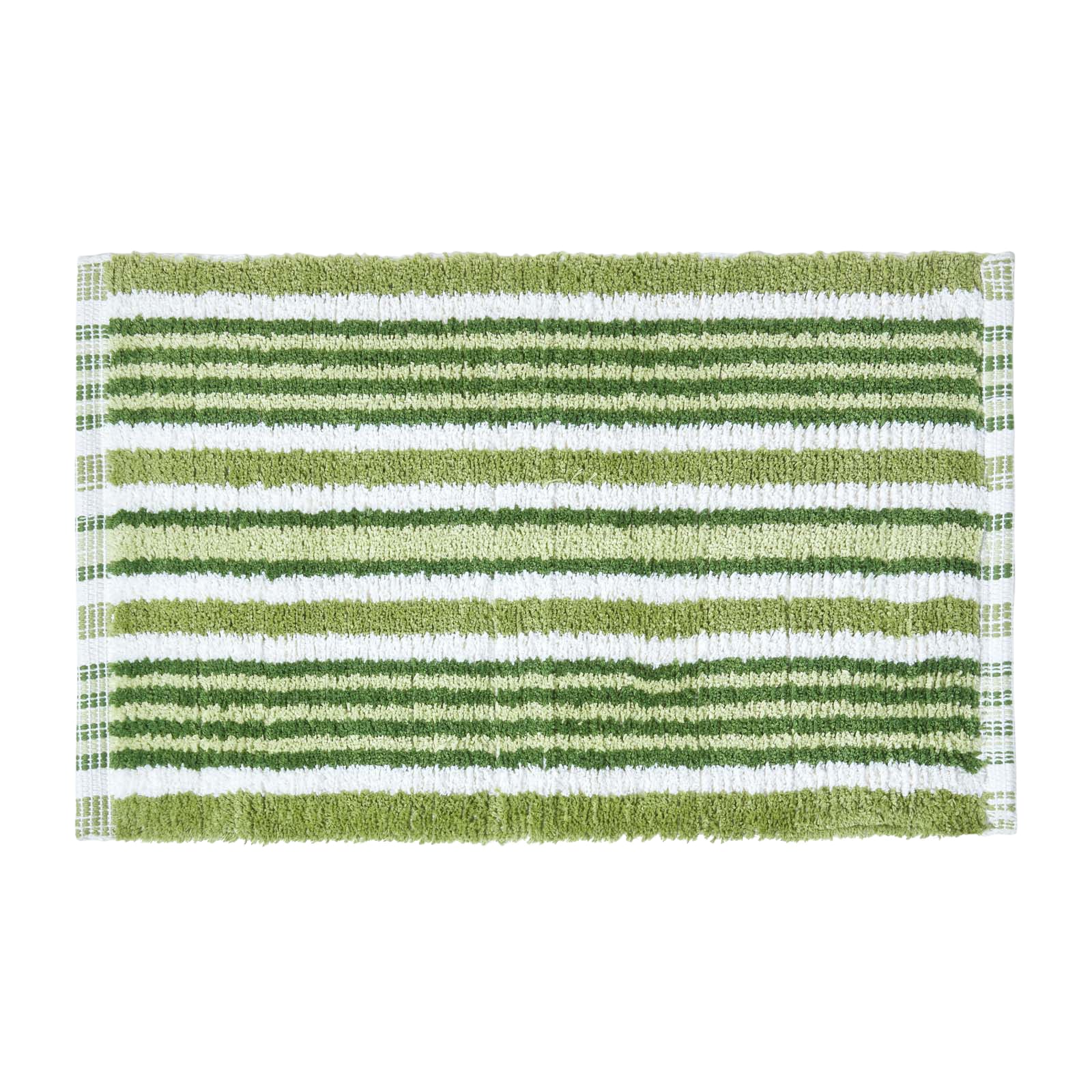 Handloomed Striped Cotton Bath Mat | 40 x 60cm | Green