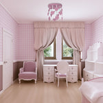 Corazon Pink Ceiling Lamp 3xe27 Delightful Hand Made Bedroom Centrepiece In Baby Pink With Hearts And Crystals