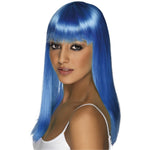 Glamourama Long And Straight Wig With Fringe | Neon Blue