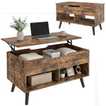 HOMCOM Lift Top Coffee Table Hidden Storage 75 Cm Rustic Brown