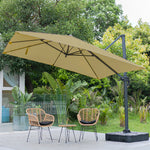 Large Square Patio Parasol With Durable Polyester Canopy, Pa Waterproof Coating, Adjustable Height, 360° Foot Pedal Rotation With Cross Base & Fillable Base | One Size | Taupe