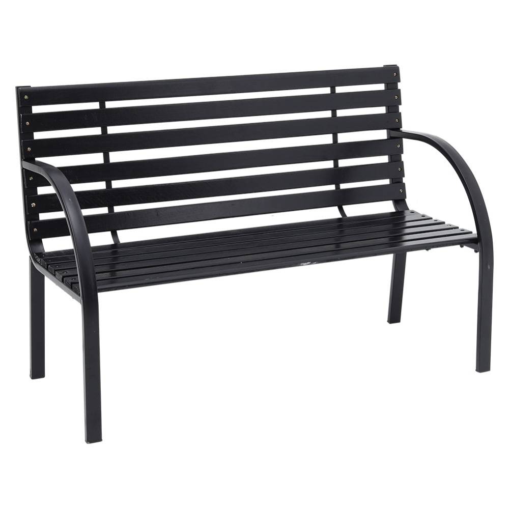Outdoor Garden Metal Wood Bench