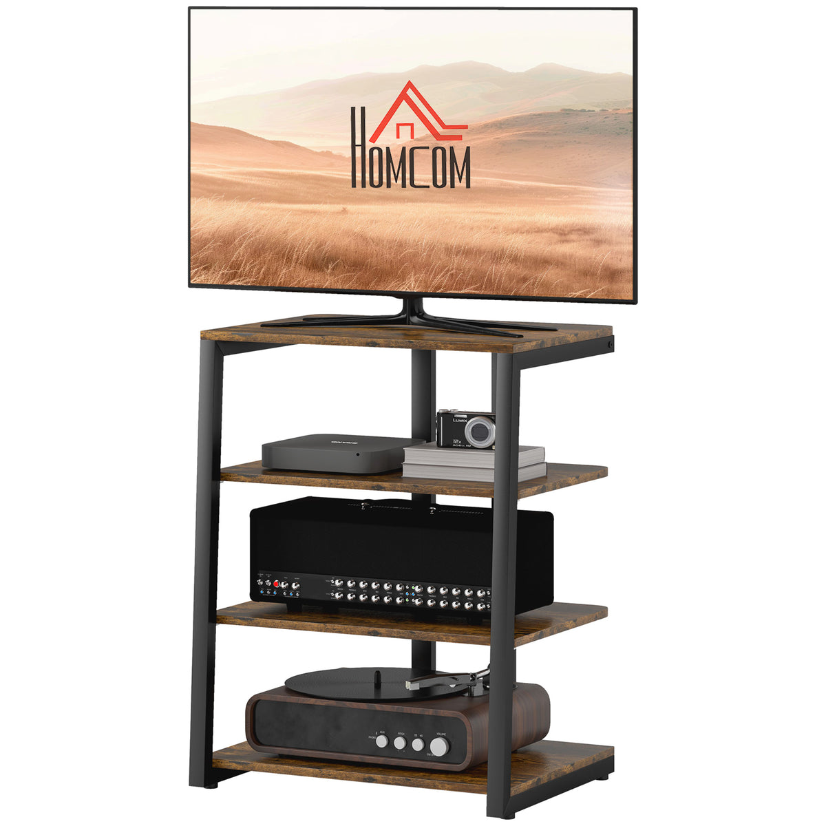 Hifi Rack Stand W/ 4-tier Record Player Stand | Brown