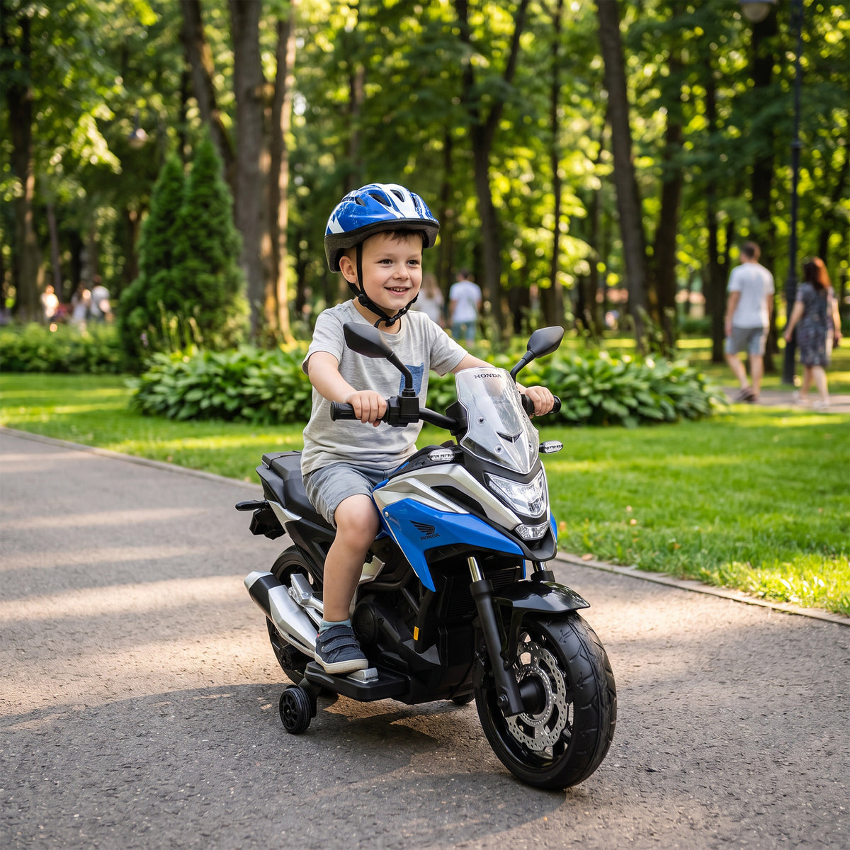 AIYAPLAY Licensed Honda 12v Kids Electric Motorbike W/ Training Wheels
