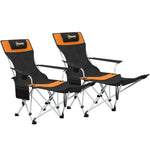 Reclining Folding Camping Chair Set, Orange/black