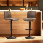 Barstools Set Of 2, Dining Stools With Backrest And Footrest | Brown