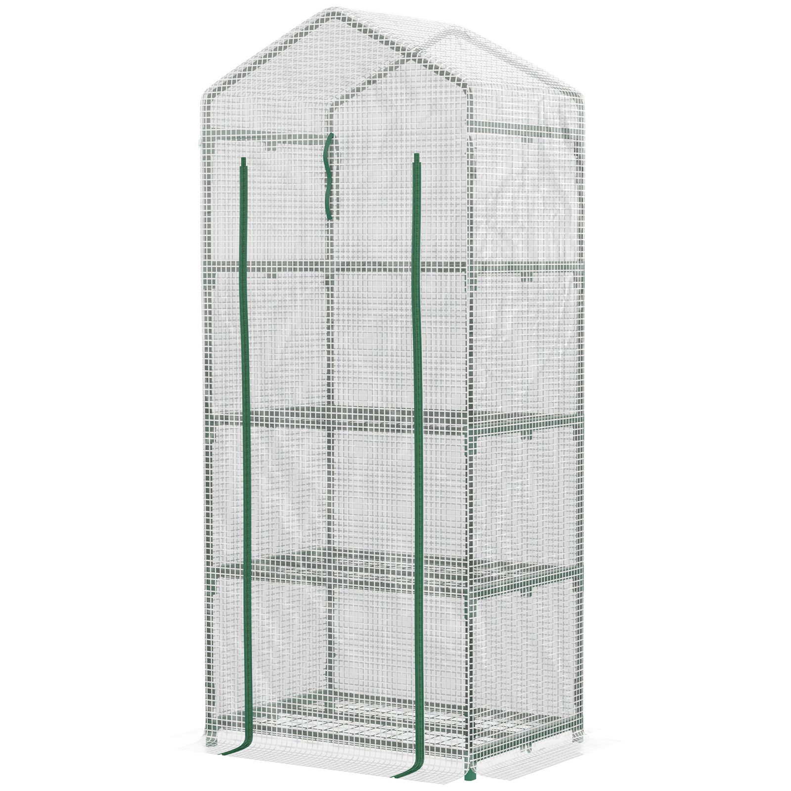 4-tier Portable Greenhouse W/ Pe Cover | White