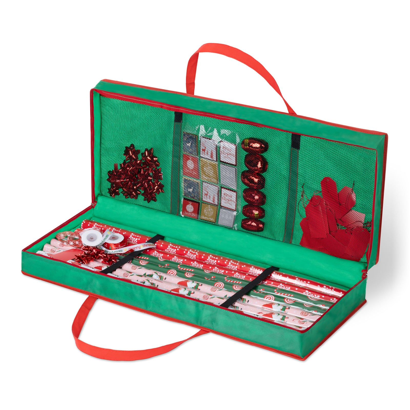 Wrapping Paper Organiser Bag Green With Pocket And Zip Top