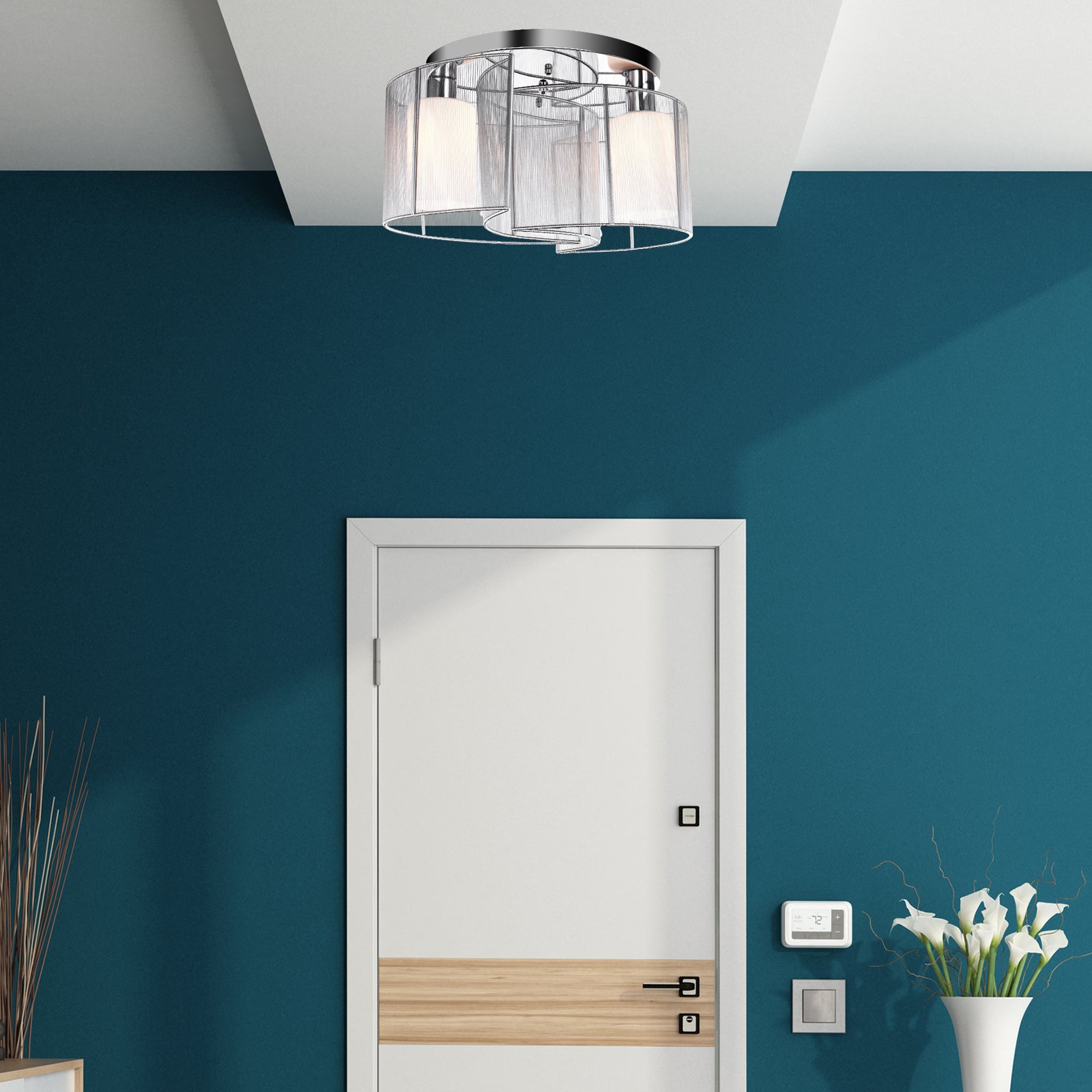 Semi-flush Mount Ceiling Light W/ Metal Base For Living Room