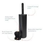 Recycled Toilet Brush - Replaceable head that is screwed in - Closed fit storage cover - Made in the UK | Graphite Black