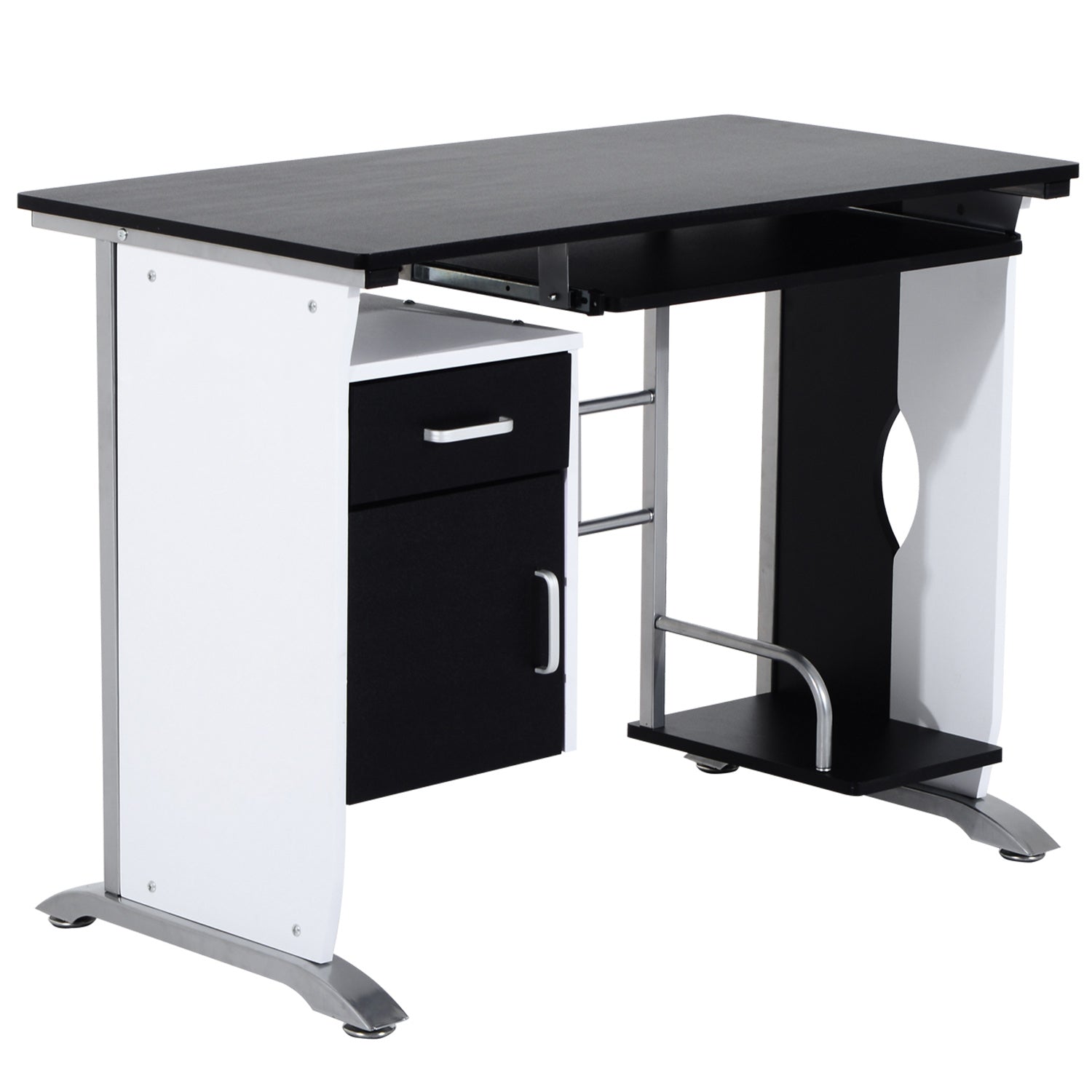 Computer Desk With Drawer, Wooden Workstation | Black