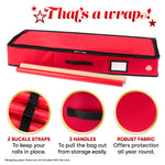 Fabric Wrapping Paper Storage Bag Red With Handles And Pockets