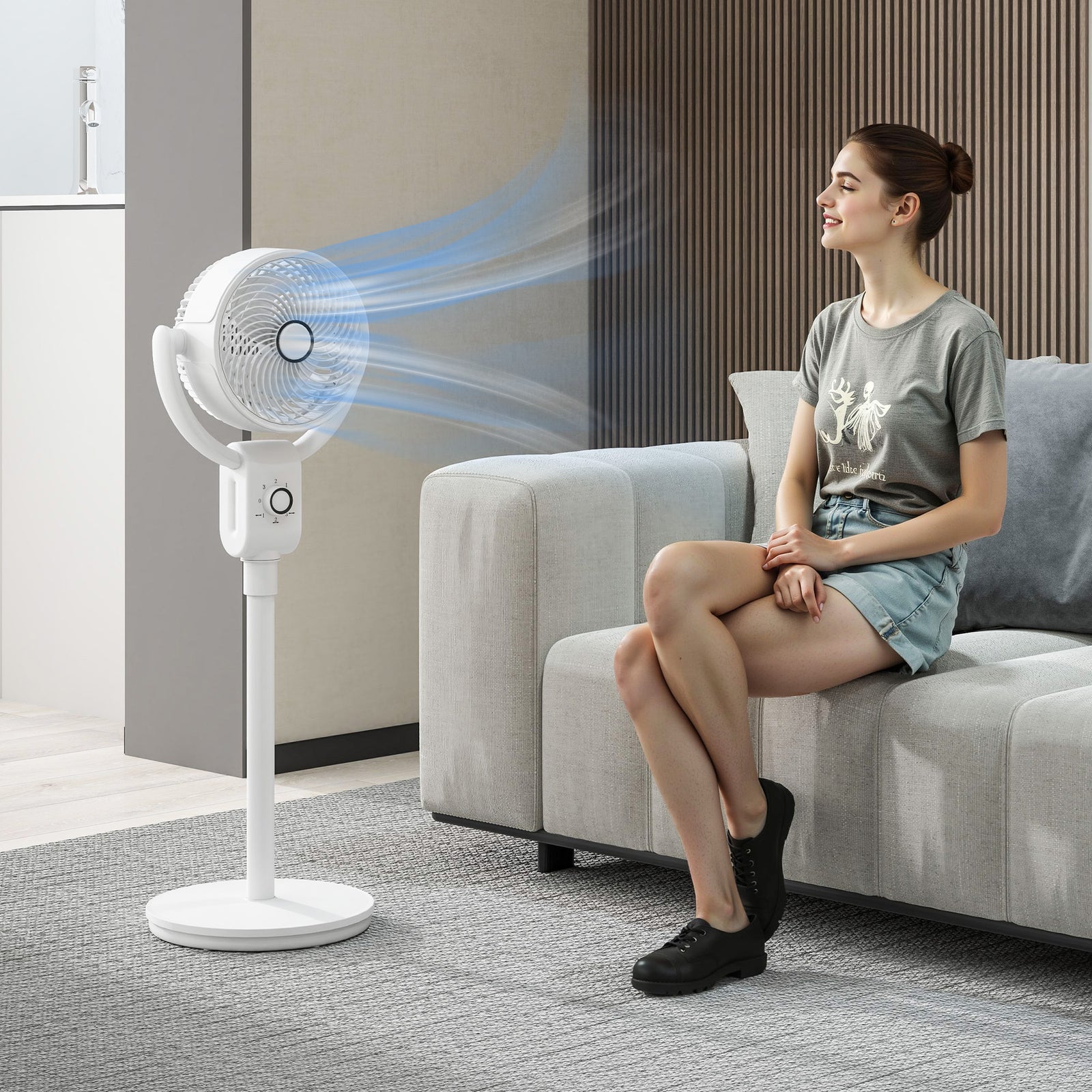 Pedestal Fan, Air Circulation Fan With Oscillating, Tilt