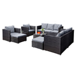 Acorn Deluxe Rattan 10 Seat Modular Sofa Set | Black