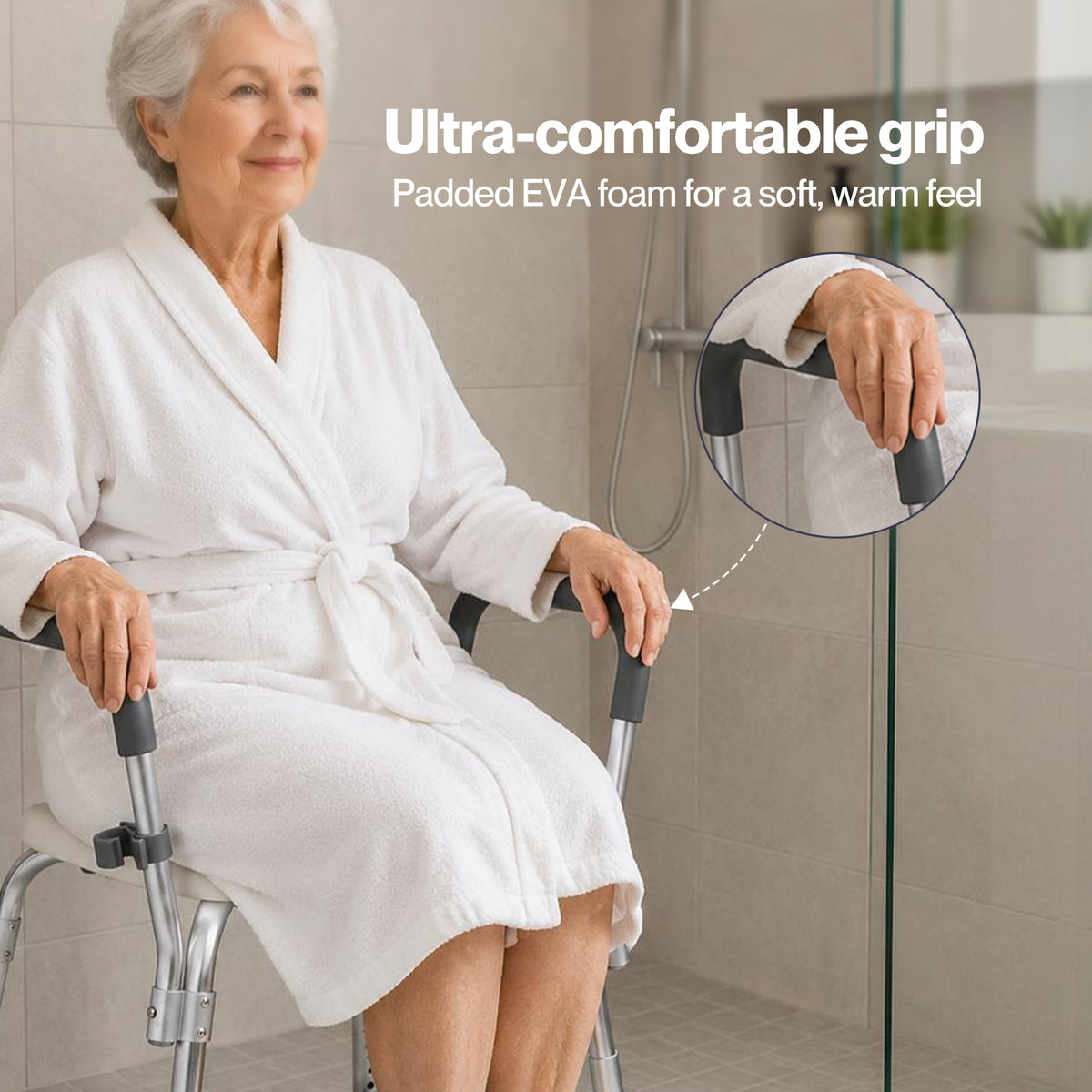 Levede Bathroom Shower Chair Adjustable Bath Stool Seat With Handles Disabled