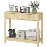 HOMCOM Modern Console Table With Fluted Panel Drawers, Narrow Hallway Table