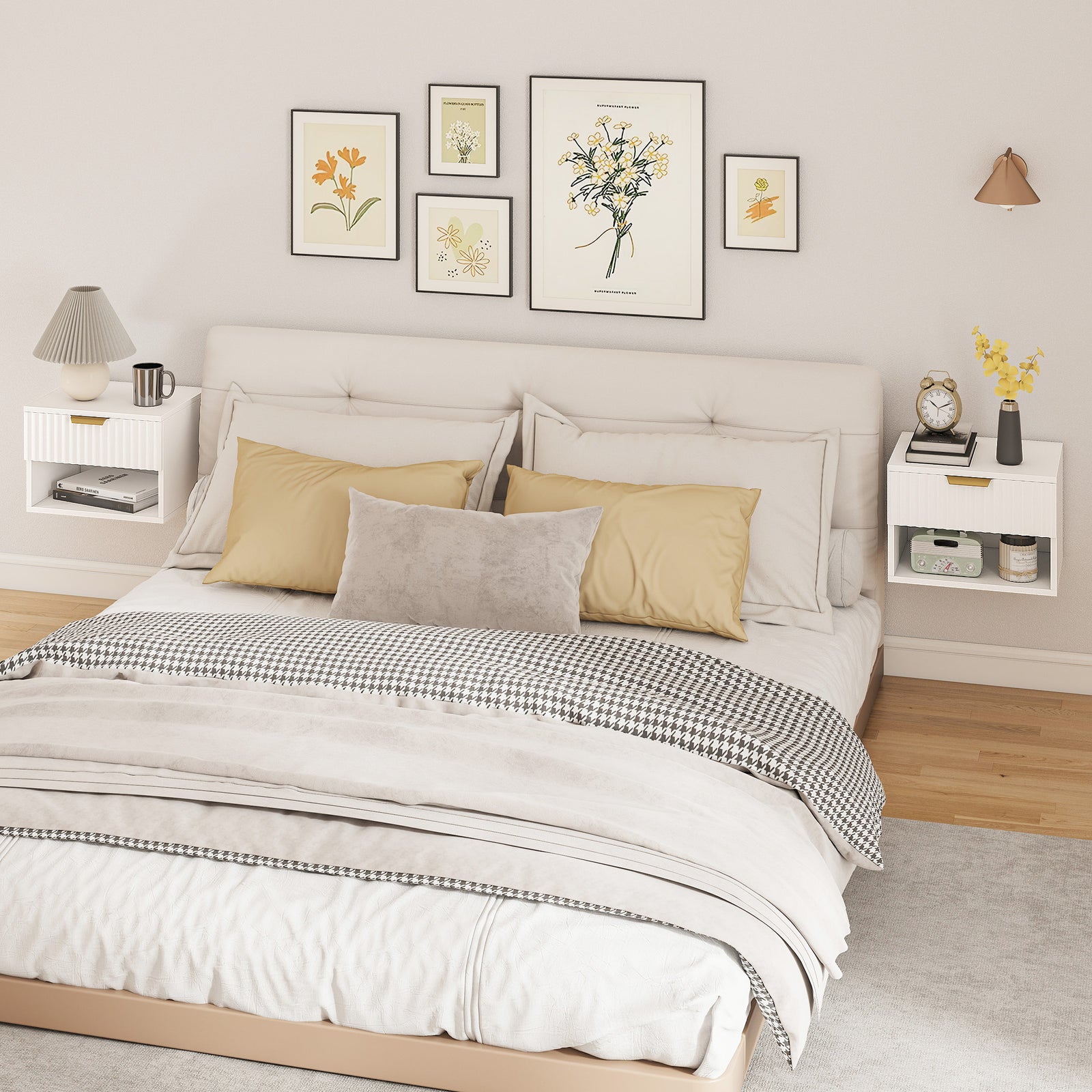Floating Nightstands Set Of 2, Modern Wall Mounted Bedside Tables