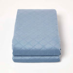 Diamond Quilted Velvet Bed Throw | 150cm x 200cm | Blue