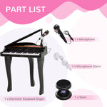 37 Key Musical Mini Piano Electrionic Keyboard Microphone Stool | Black