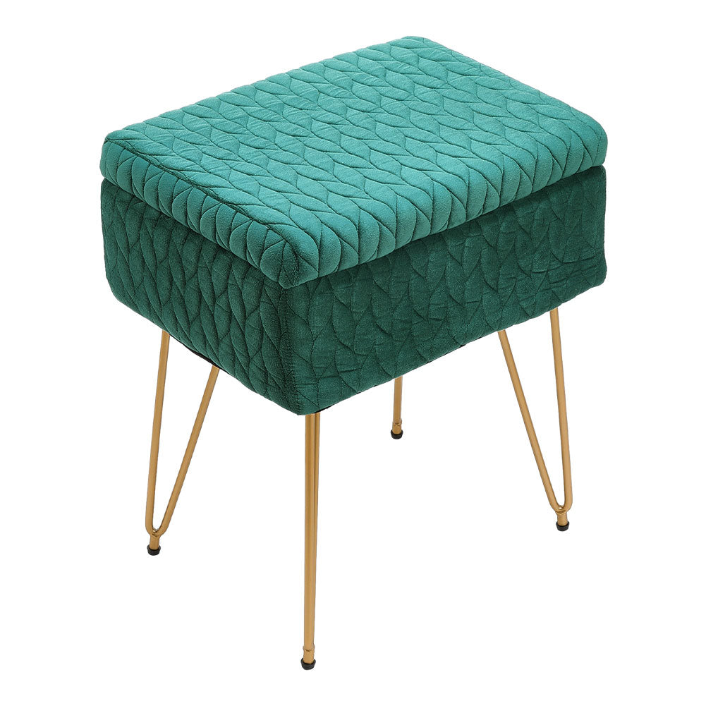 Rectangle Upholstered Storage Ottoman Vanity Stool