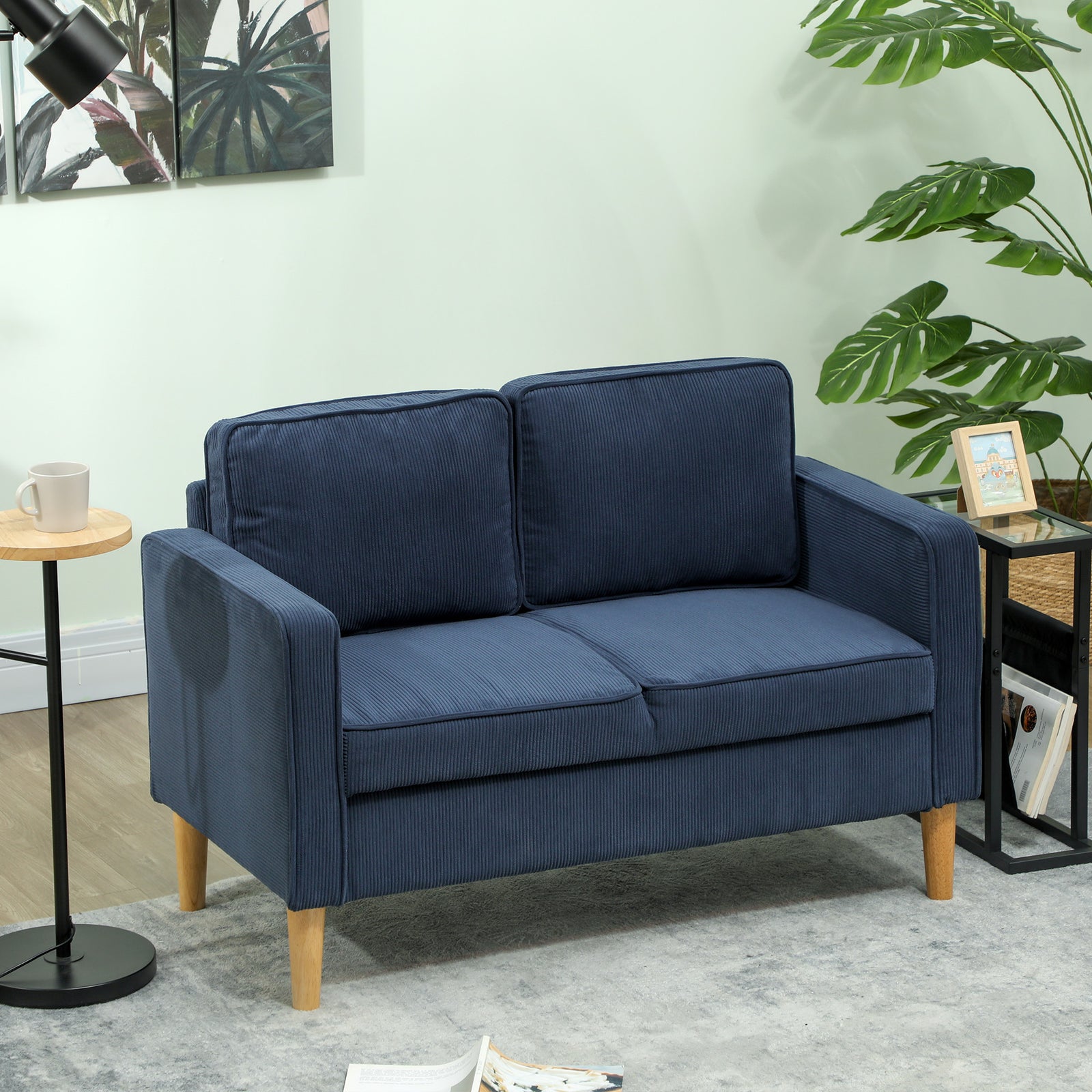 Compact 2 Seater Sofa With Under Seat Storage | One Size | Blue