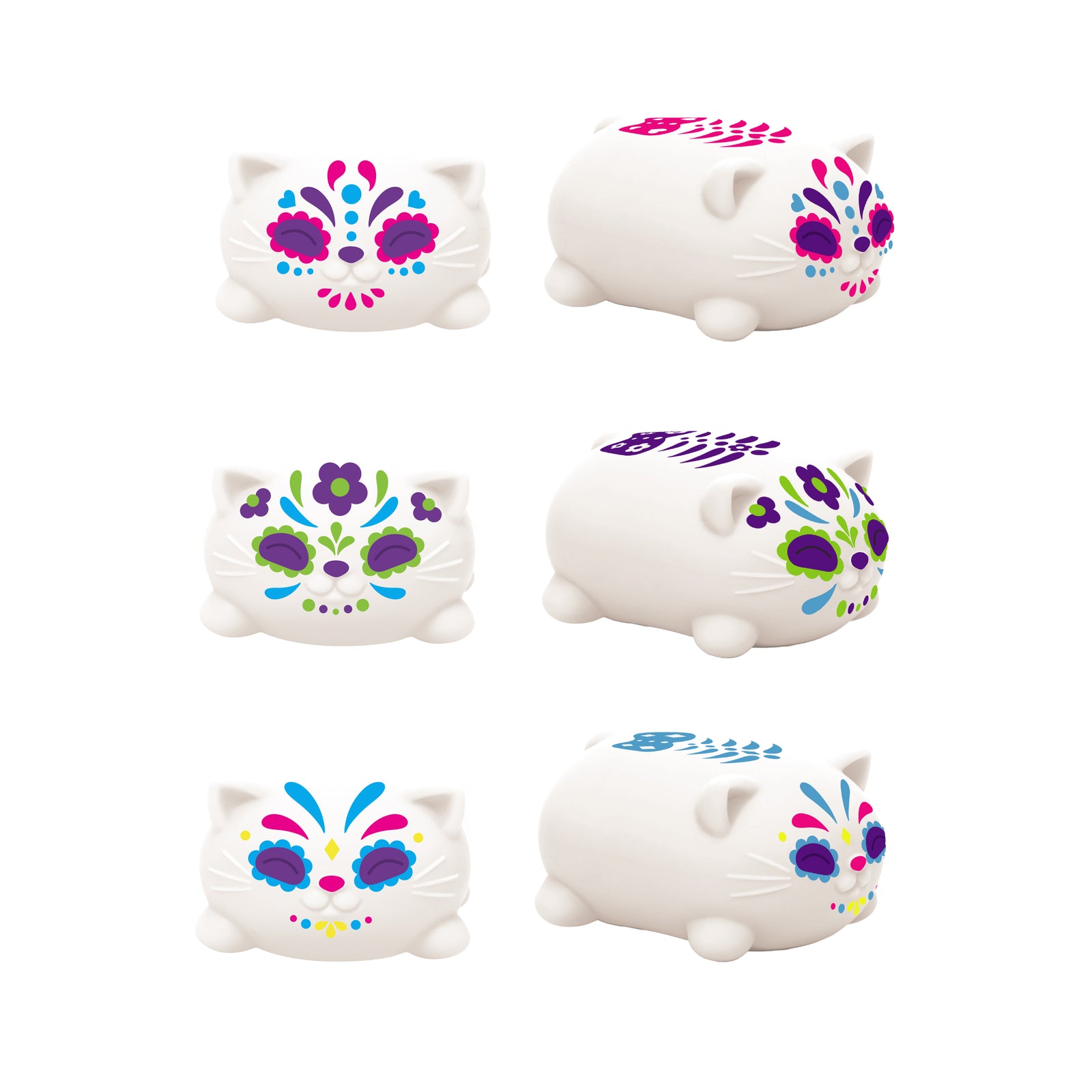 Needoh Sugar Skull Cats - Halloween Cat Fidget Toy