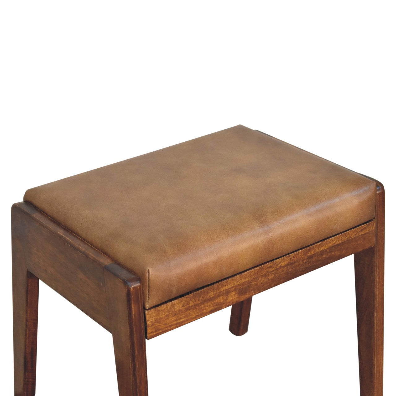 Solid Mango Wood Buffalo Hallway Footstool