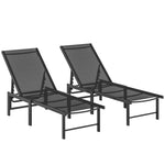 Sun Loungers Set Of 2, 5-level Reclining Sunbeds | Black