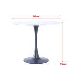 90cm Dia X 75cm Hmodern Round Wooden Table With Metallic Base | 0.9m | White
