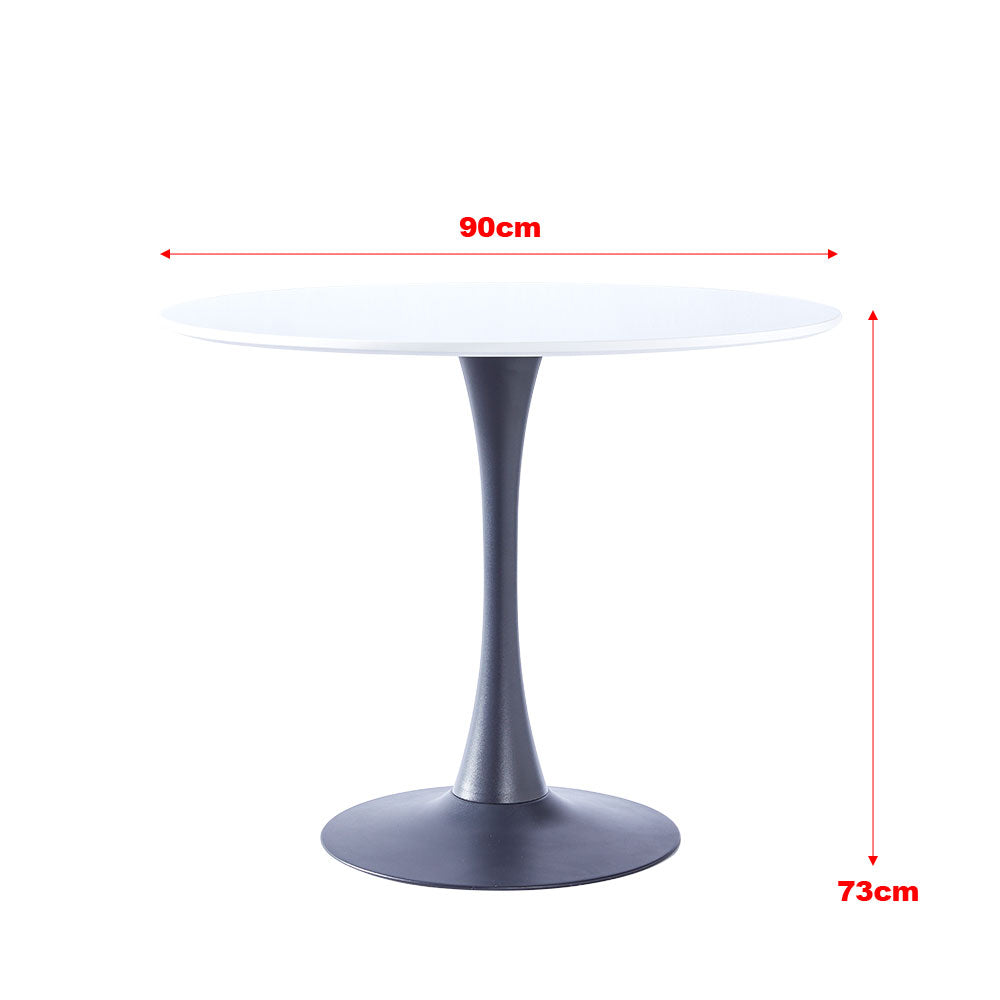 90cm Dia X 75cm Hmodern Round Wooden Table With Metallic Base | 0.9m | White