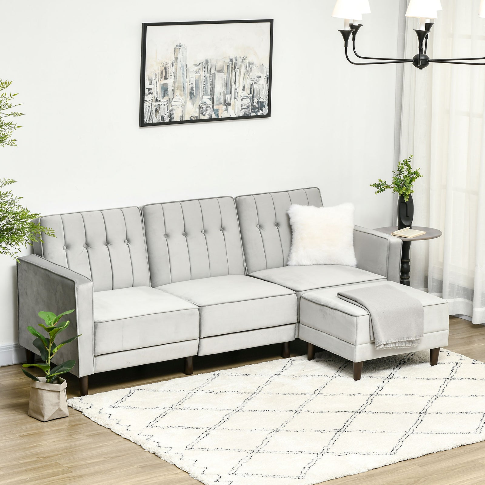 Upholstered Sofa Bed Reversible Sectional Sofa Set Velvet