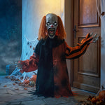 HOMCOM Animated Halloween Clown With Face Changing Animatronics