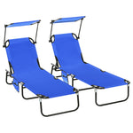 2 Piece Folding Sun Loungers With Adjustable Backrest | Blue