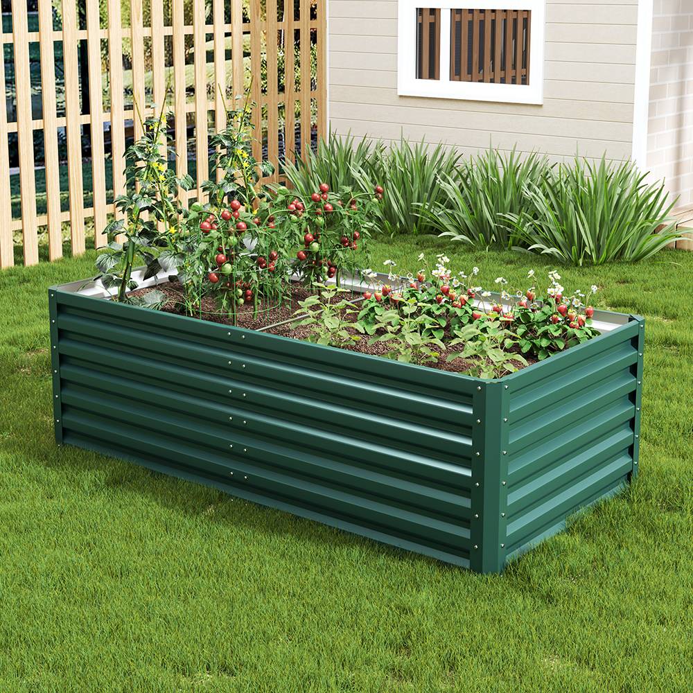 Rectangular Raised Garden Bed Raised Planters For Garden Outdoor | Dark Green