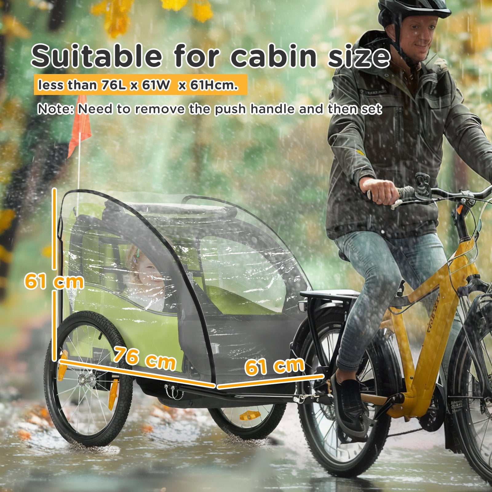 Baby Bike Trailer Cover, Waterproof Bicycle Trailer Storage Cover, 76 X 61 X 61 Cm