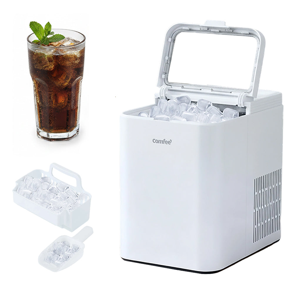 Compact 12kg/24h Ice Maker With Self-cleaning Function, Quick Ice Production, And Convenient Scoop | White