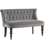 Velvet-feel Two-seat Lounger Sofa With Wood Frame | Charcoal Grey