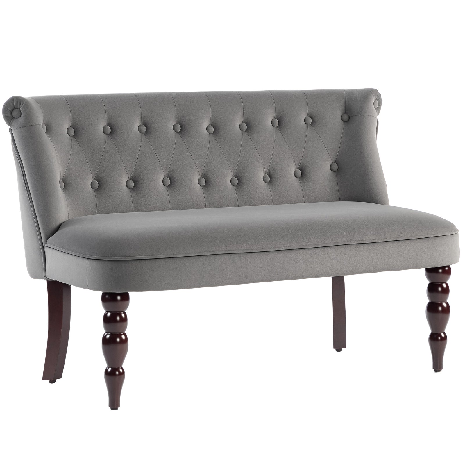 Velvet-feel Two-seat Lounger Sofa With Wood Frame | Charcoal Grey