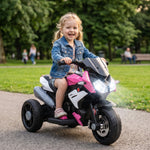 Kids Electric Motorcycle With 3 Wheels, Headlight, Music, Horn | Pink