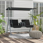 2 Seater Garden Swing Chair W/ Canopy, Drink Tray & Bag