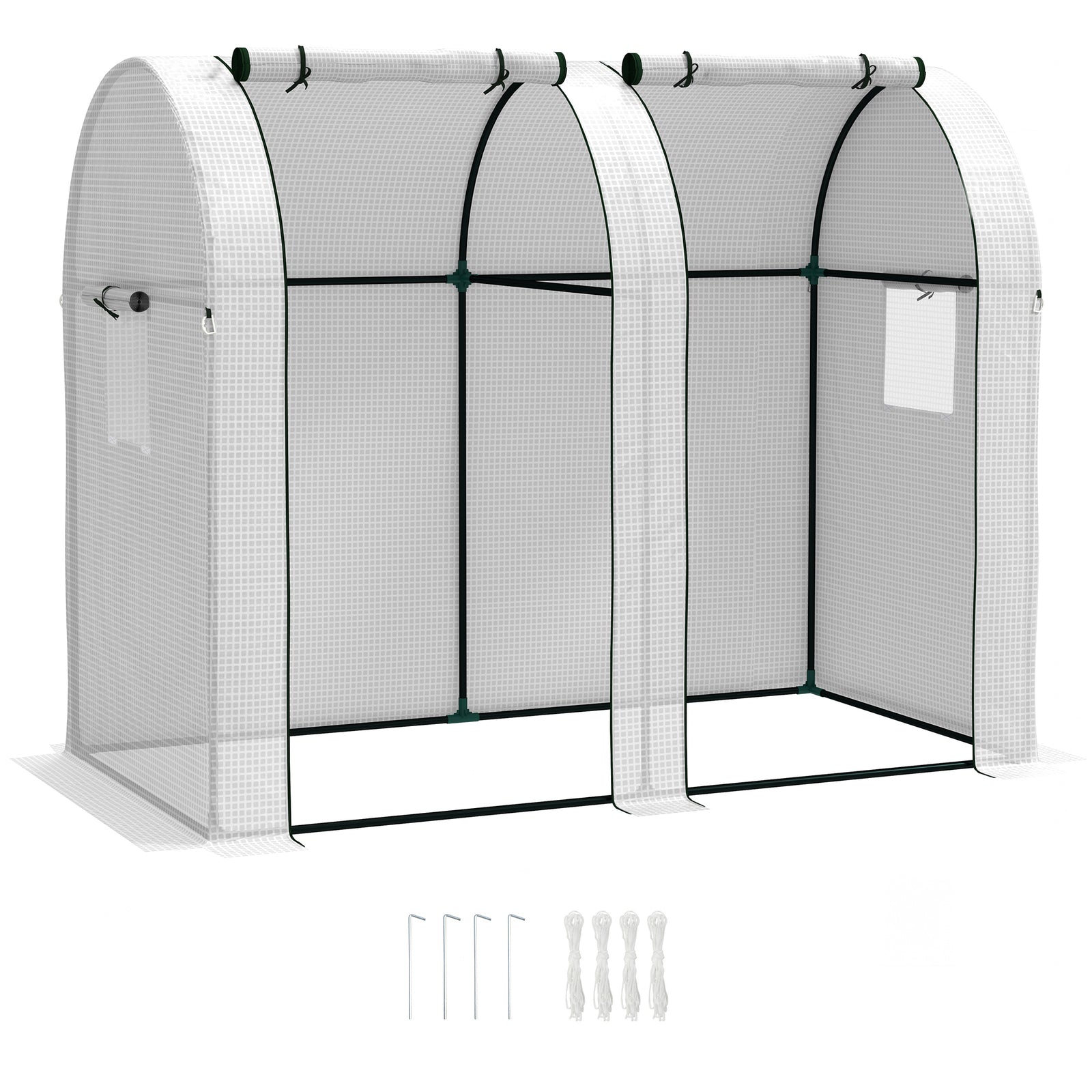 Tomato Greenhouse, Roll-up Door, Mesh Windows | White